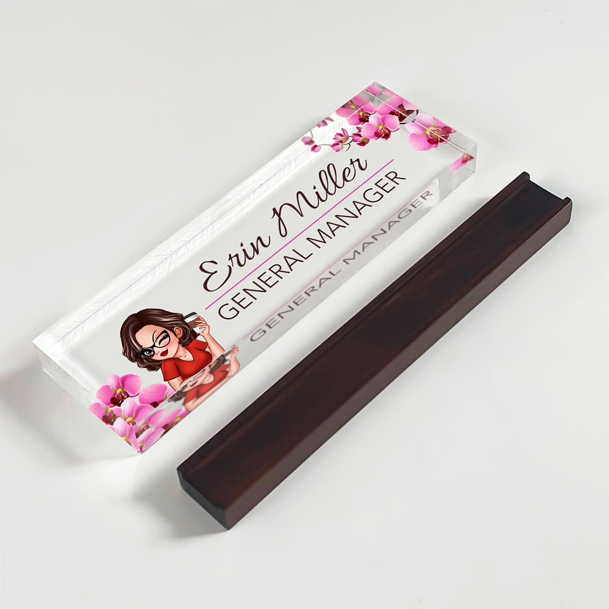 Woman Office Personalized Acrylic Desk Name Plate, Office Desk Decor, Gift For Colleagues, Coworkers