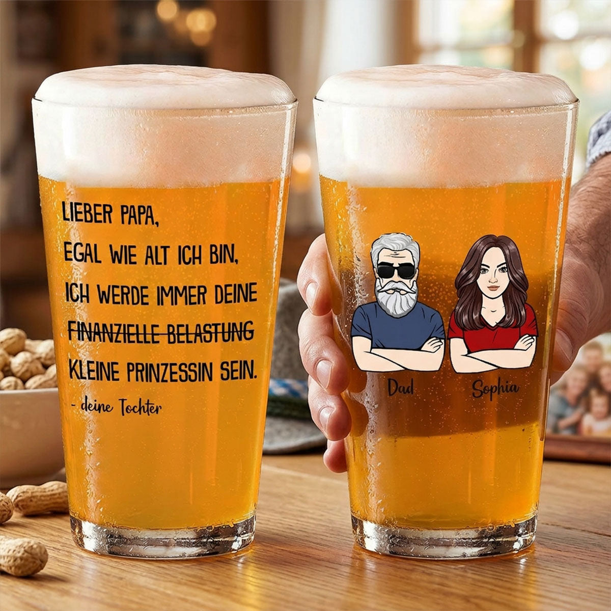 Immer deine finanzielle Belastung - Personalisiertes Bierglas - Lustiges Vatertag Geschenk für Papa von Tochter