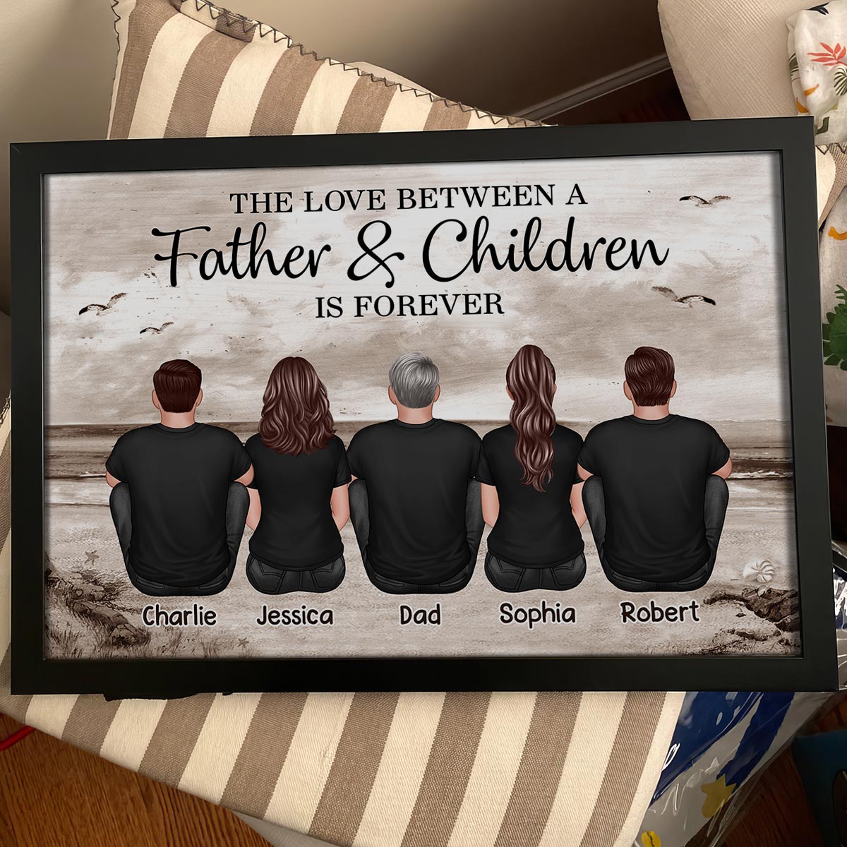 Dad No Matter How Big We Get Retro Vintage Beach Personalized Poster, Gift For Dad, For Husband