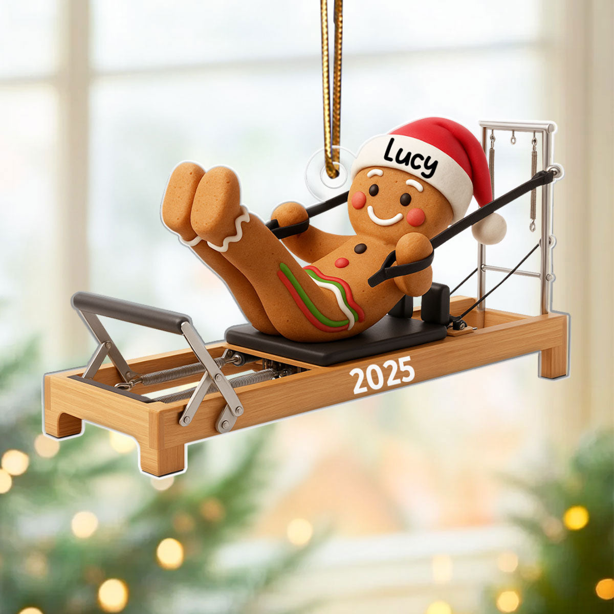 Gingerbread Pilates - Personalized Acrylic Ornament - Christmas Gift for Pilates Lover