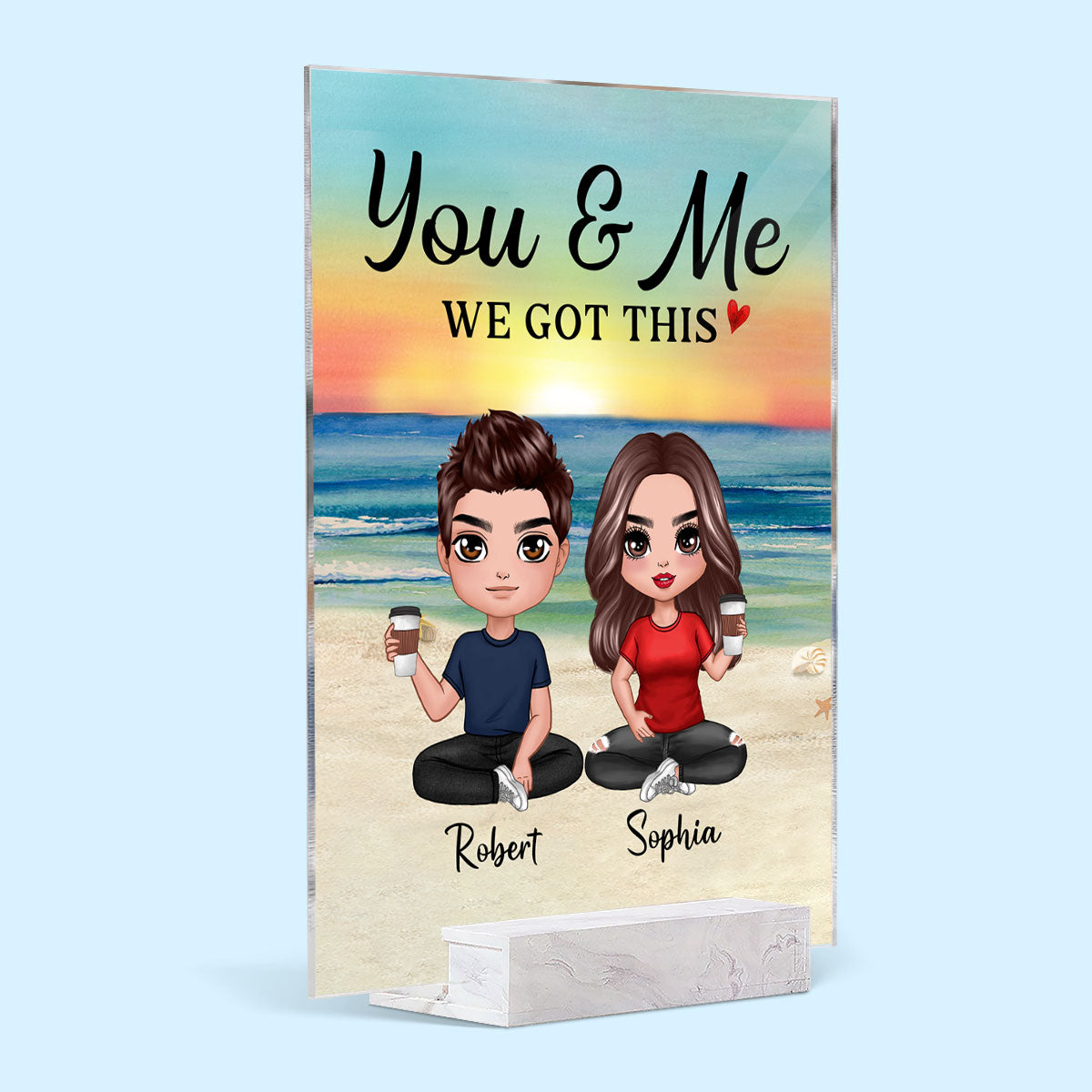 Doll Couple Sitting Gift For Him Gift For Her Personalized Acrylic Plaque