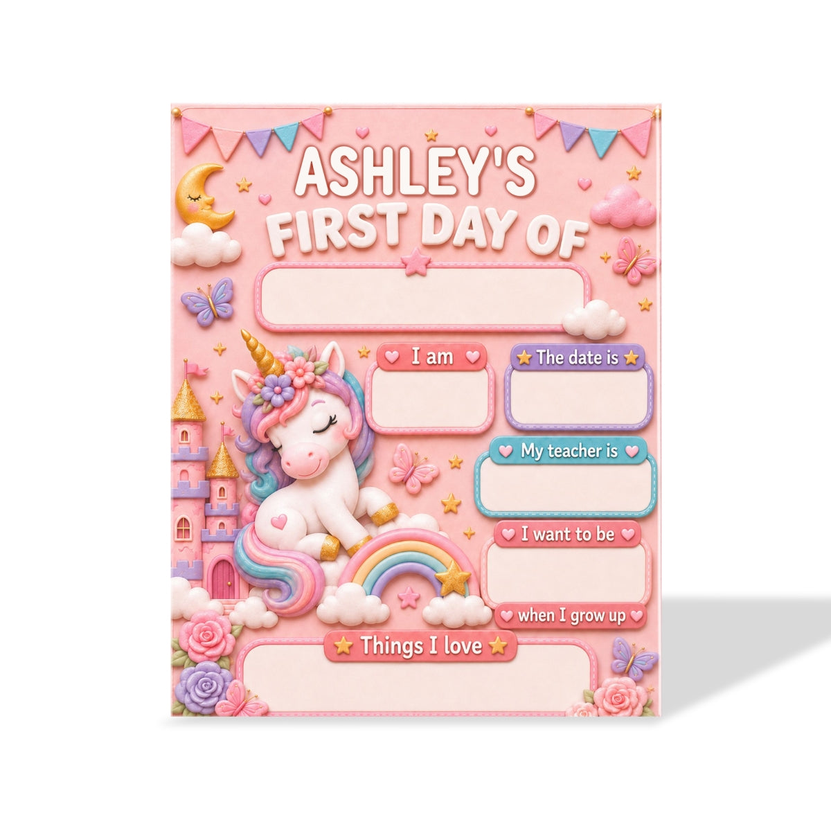Trending Animals For Boys Girls - First Day Of School Personalized Board Sign - Editable, Reusable Back To School Sign