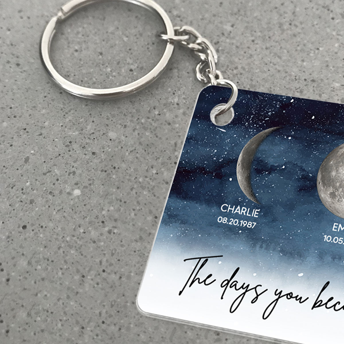 Starry Night Custom Birth Moon Phase The Days You Became Our Dad Personalized Acrylic Keychain