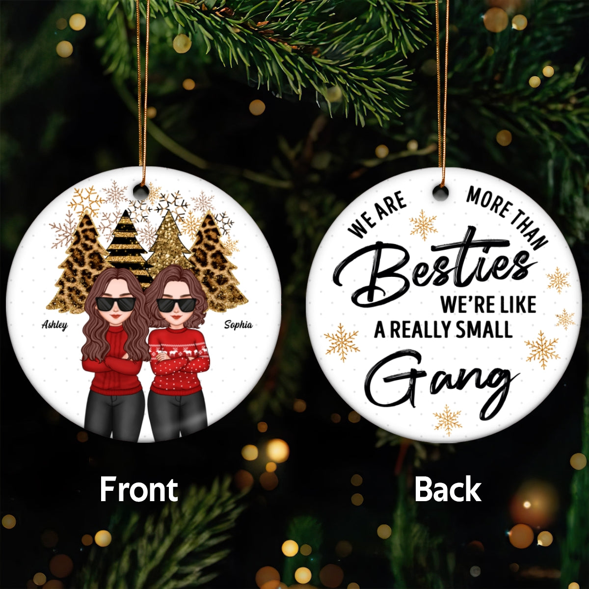 Cool Women We‘re More Than Besties Small Gang Christmas Gift Personalized Double Sided Circle Ornament