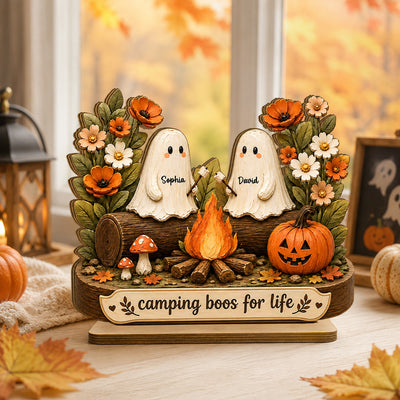 Camping Boos For Life - Personalized 2-Layered Wooden Plaque - Halloween Decor Gift, Gift For Couple