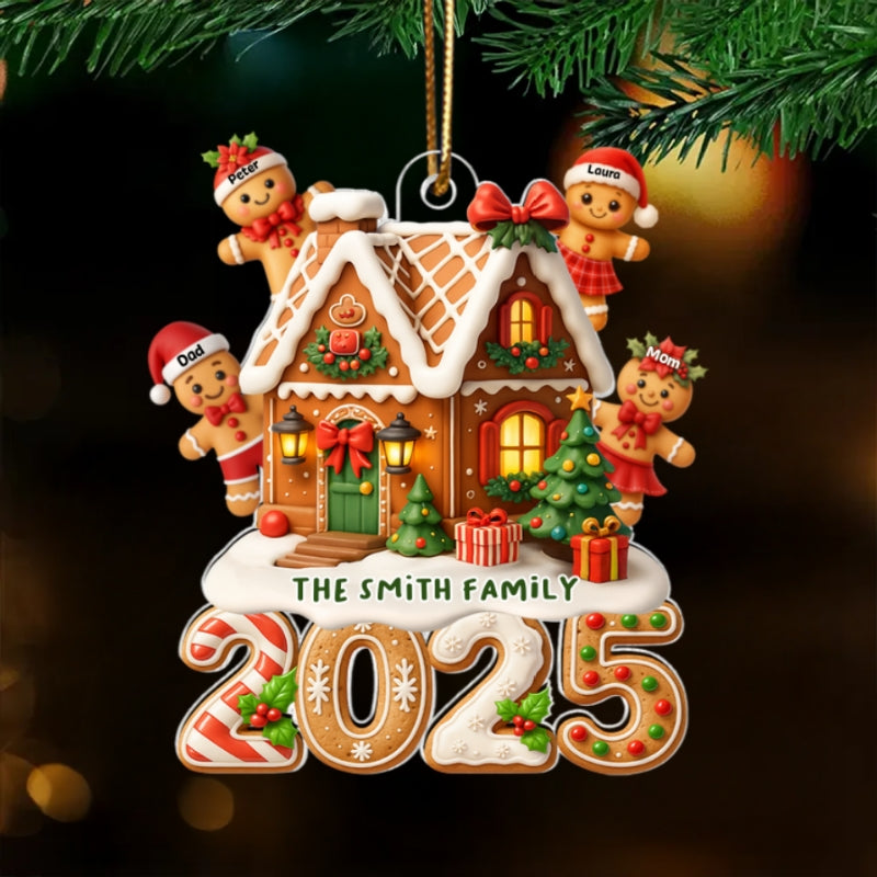Gingerbread Family 2025 - Personalized Acrylic Ornament - Christmas Gift for Family, for Her, for Husband