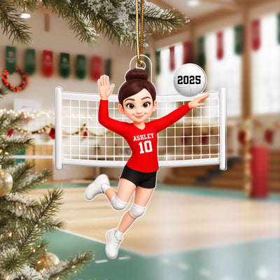 Volleyball Girl In Spike Action 3D Effect - Personalized Acrylic Ornament
