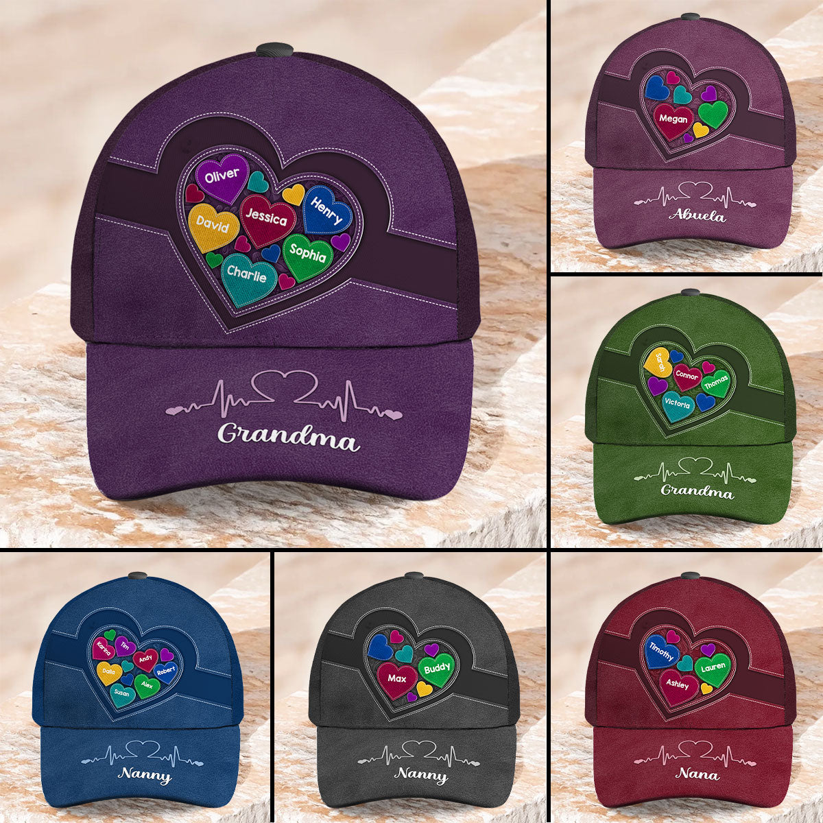 Grandma Mom Hearts In Heart Personalized Classic Cap, Mother's Day gift for Moms, for Grandmas