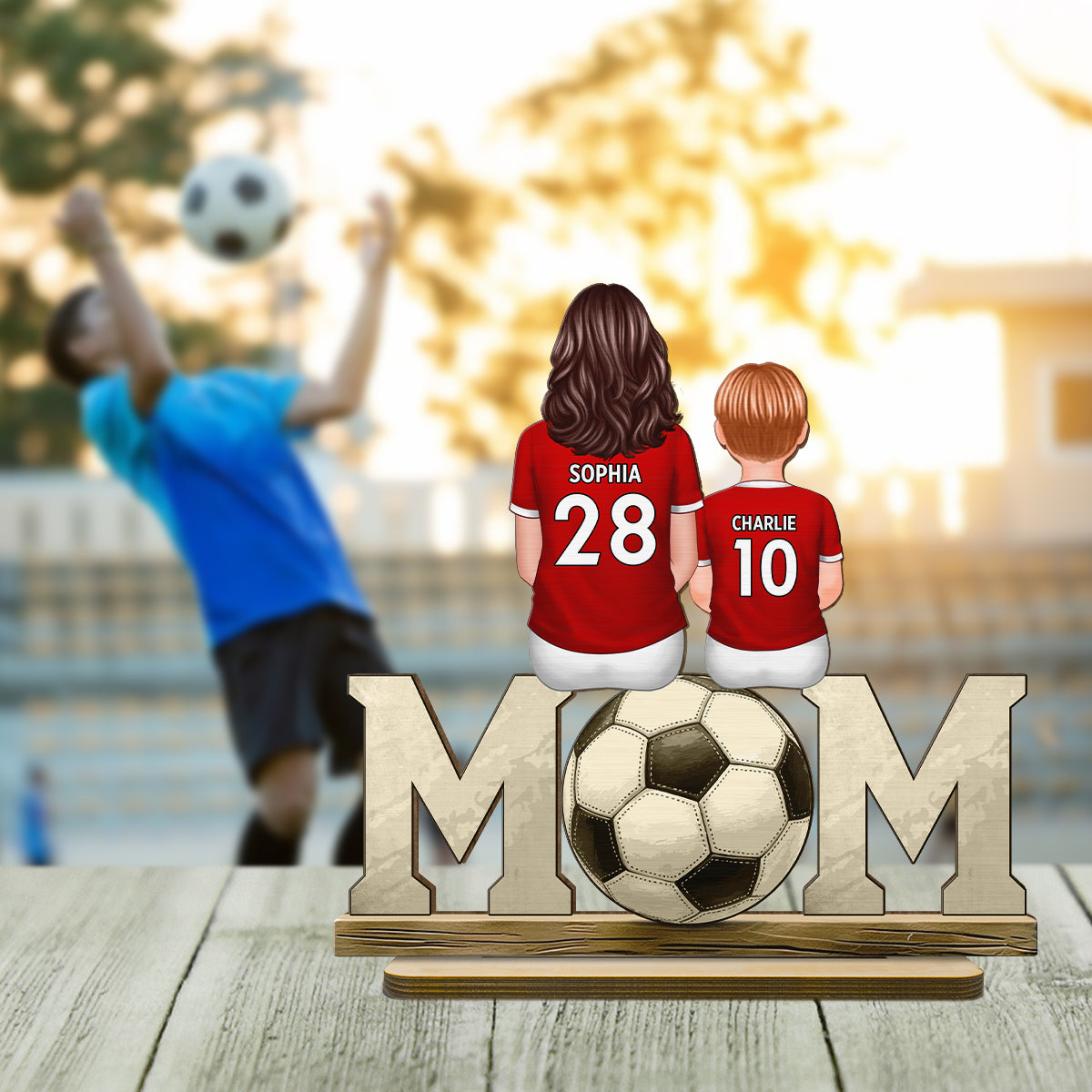Soccer Mom And Kids - Personalized 2-Layered Wooden Plaque - Gift for Mom, Gift for Grandma, Gift for Wife