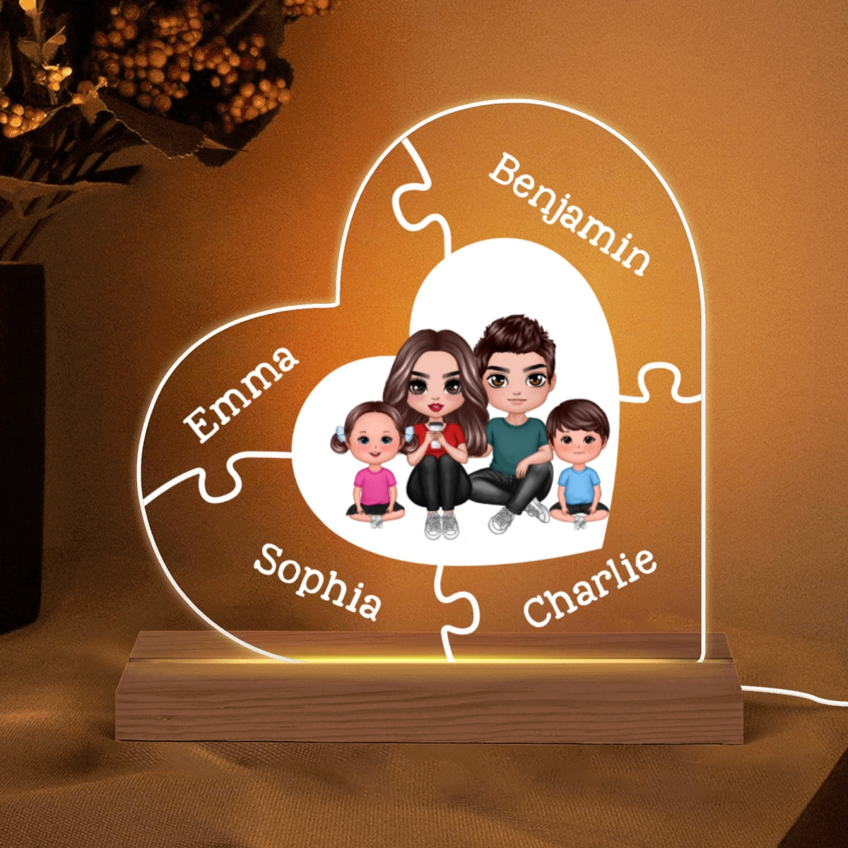 Together We Make A Family Personalized Acrylic Custom Shape LED Lamp Night Light