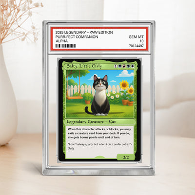 Cartoon Funny Cat Fantasy Trading Card Style Personalized Acrylic Block Plaque, Gift For Pet Lover