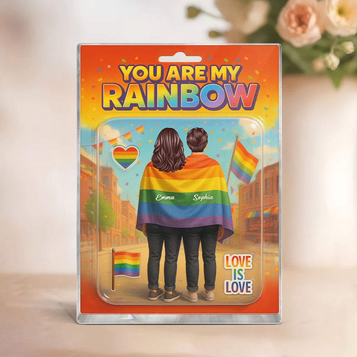 Pride Month LGBT Couple Custom Figure Personalized Rectangle Acrylic Block Plaque, Gift For Couple