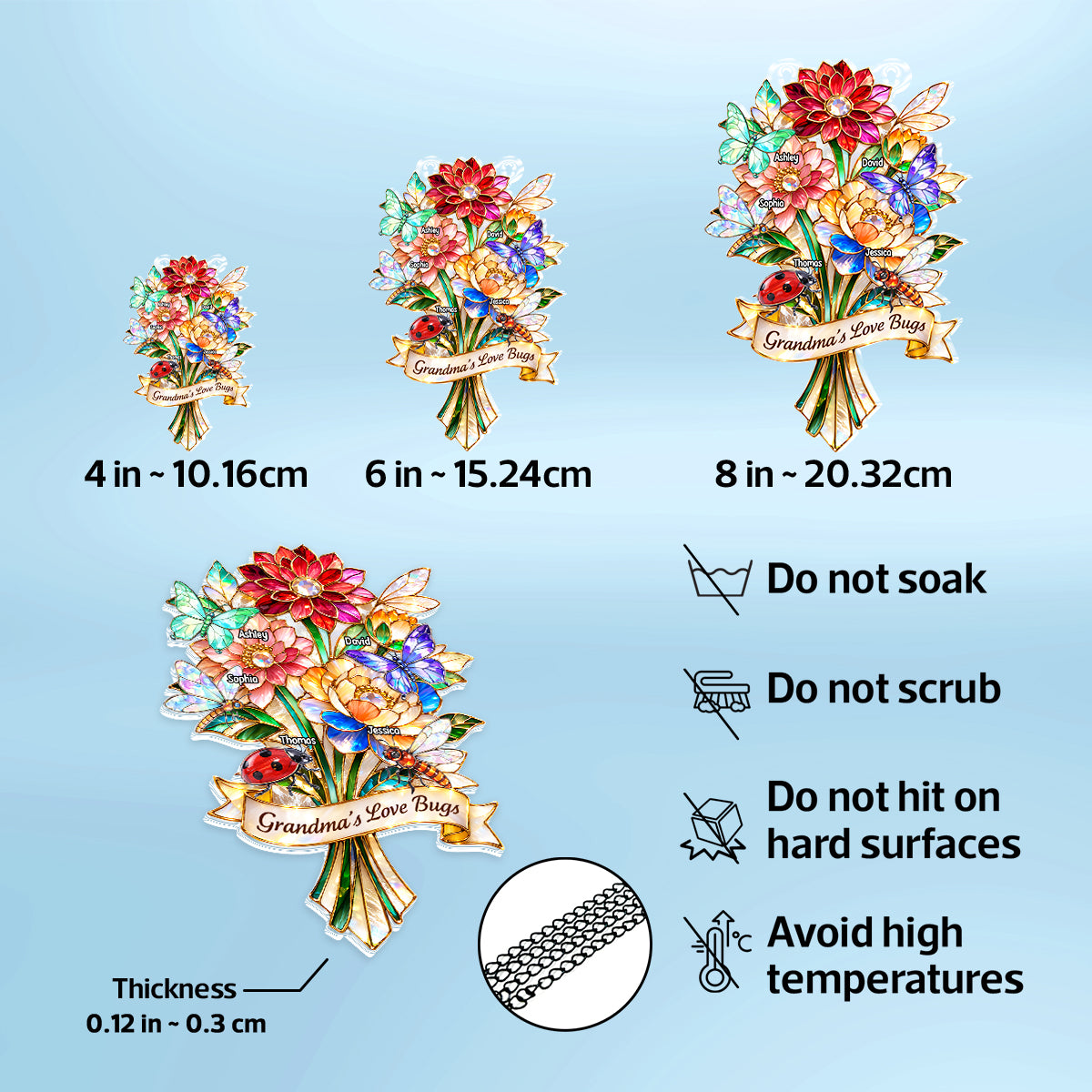 Grandma's Love Bugs - Personalized Suncatcher Ornament - Heartfelt Mother's Day Gift for Grandma