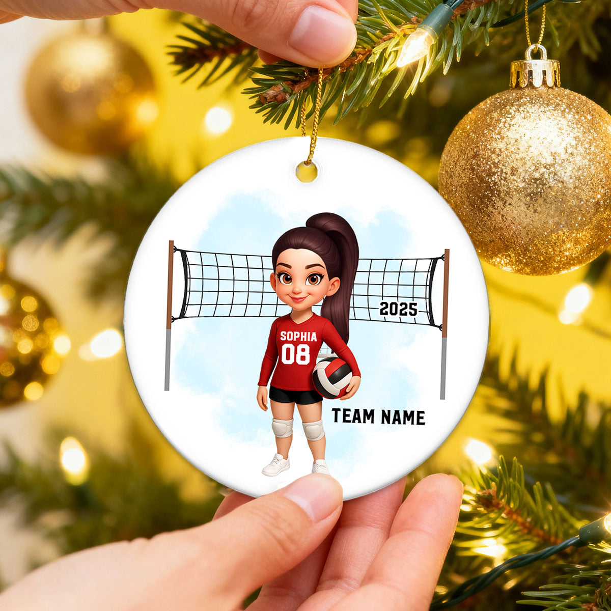 Christmas Volleyball Player - Personalized Ceramic Ornament - Gift For Volleyball Lovers, School Volleyball Team