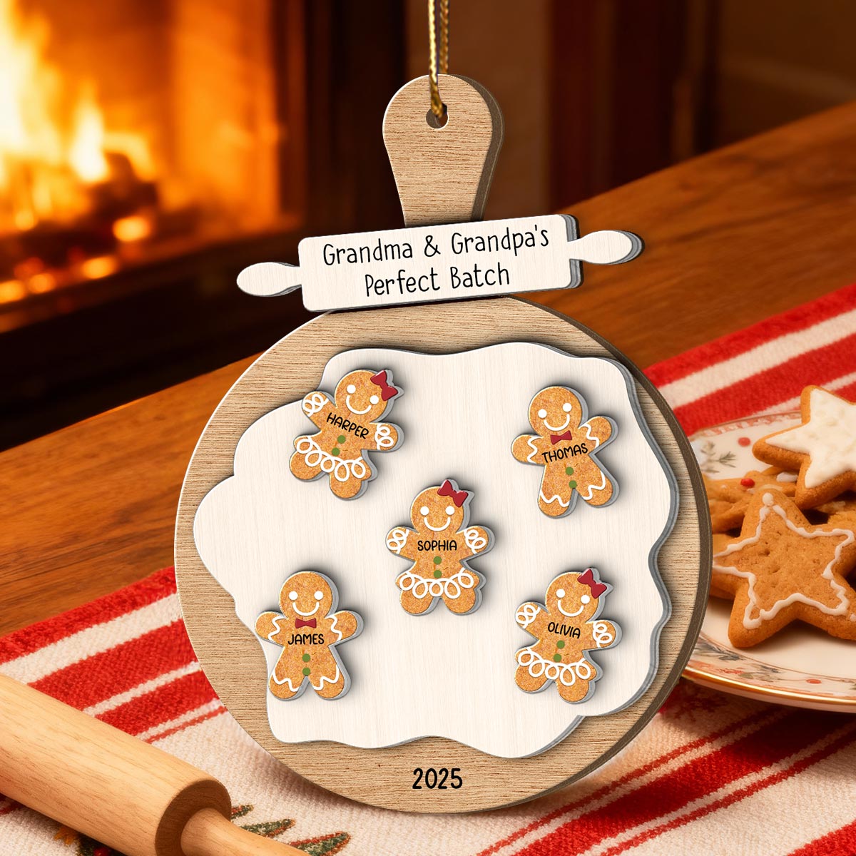 Gingerbread Cookie Perfect Batch - Personalized Spinning Charm Ornament