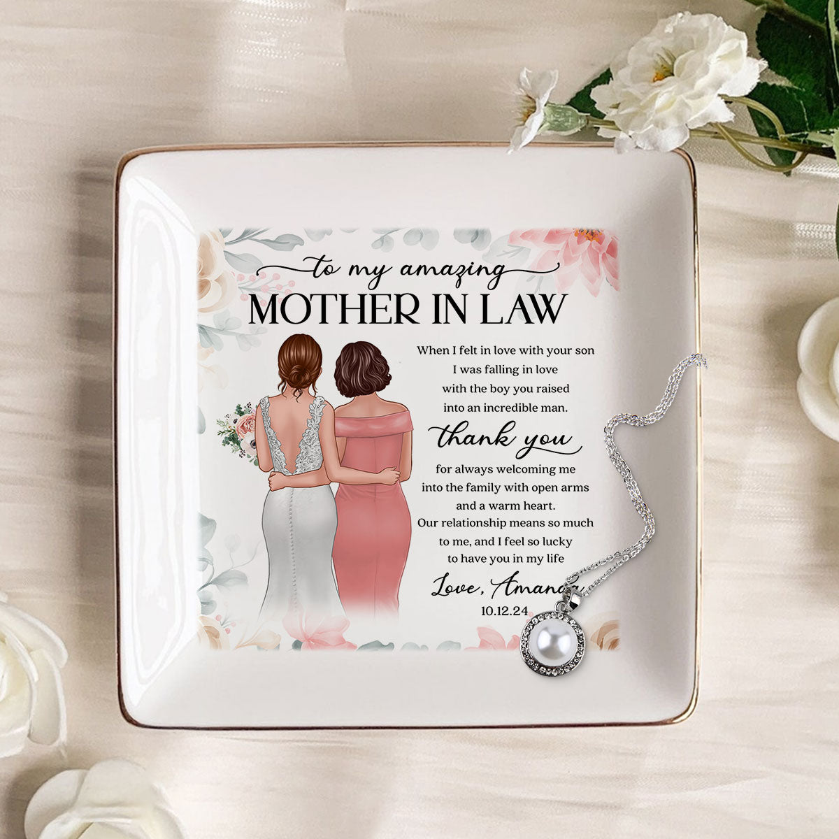 To My Amazing Mother In Law Personalized Jewelry Dish, Unique Wedding Gift, Sentimental Gift For Mother In Law From Bride