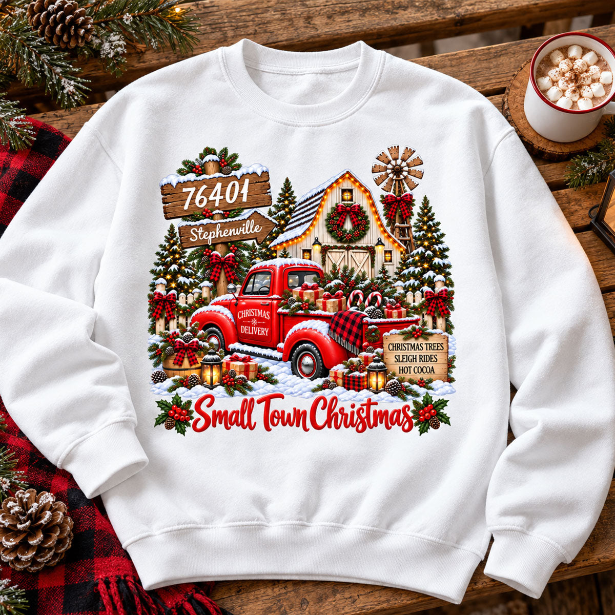 Custom Zip Code Small Town Christmas - Personalized Shirt - Trendy Christmas Holiday Tee, Town Pride