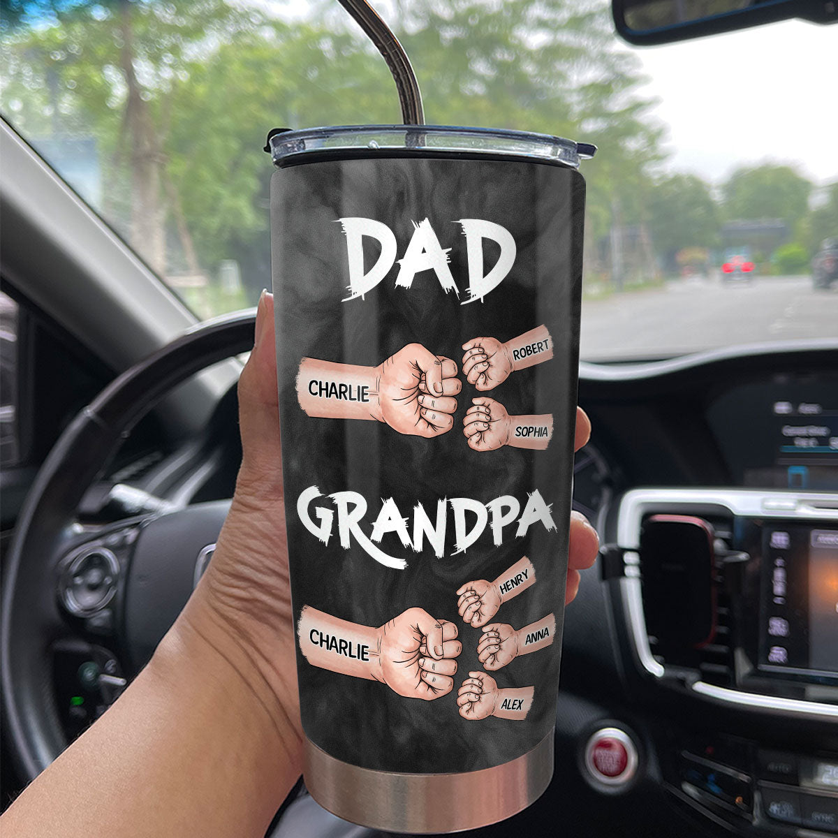 Dad Grandpa Fist Bump Personalized Tumbler, Gift For Dad, Grandpa