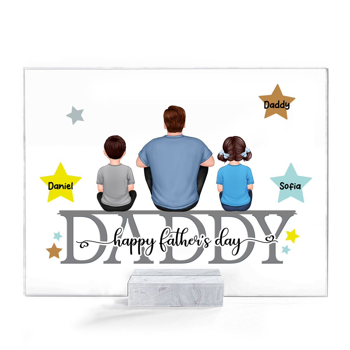 Daddy Grandpa And Kids On Text Stars Personalized Acrylic Plaque