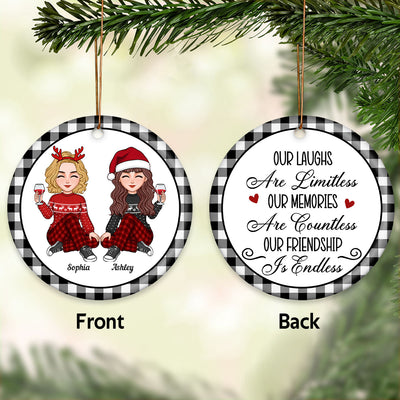 Cute Besties Our Laughs Are Limitless Personalized Double Sided Circle Ornament