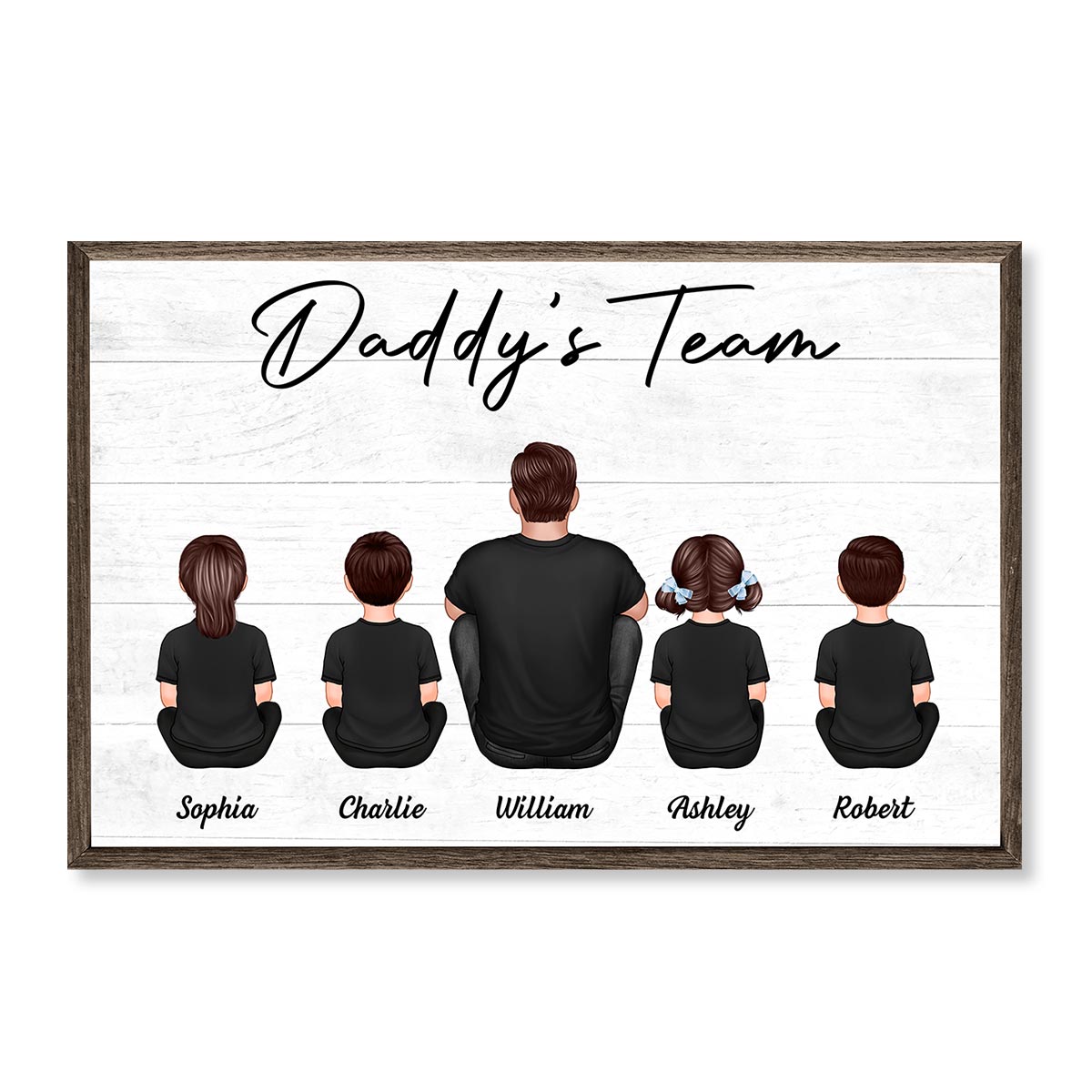 Daddy‘s Team Family Sitting - Personalized Poster - Gift For Dad, Gift For Husband, Gift For Grandpa
