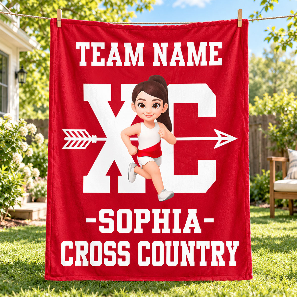 Cross Country XC Runner Custom Name & Team Name - Personalized Fleece Blanket - Christmas Gift For Cross Country Runners, Boys, Girls, Son, Daughter, Grandkids