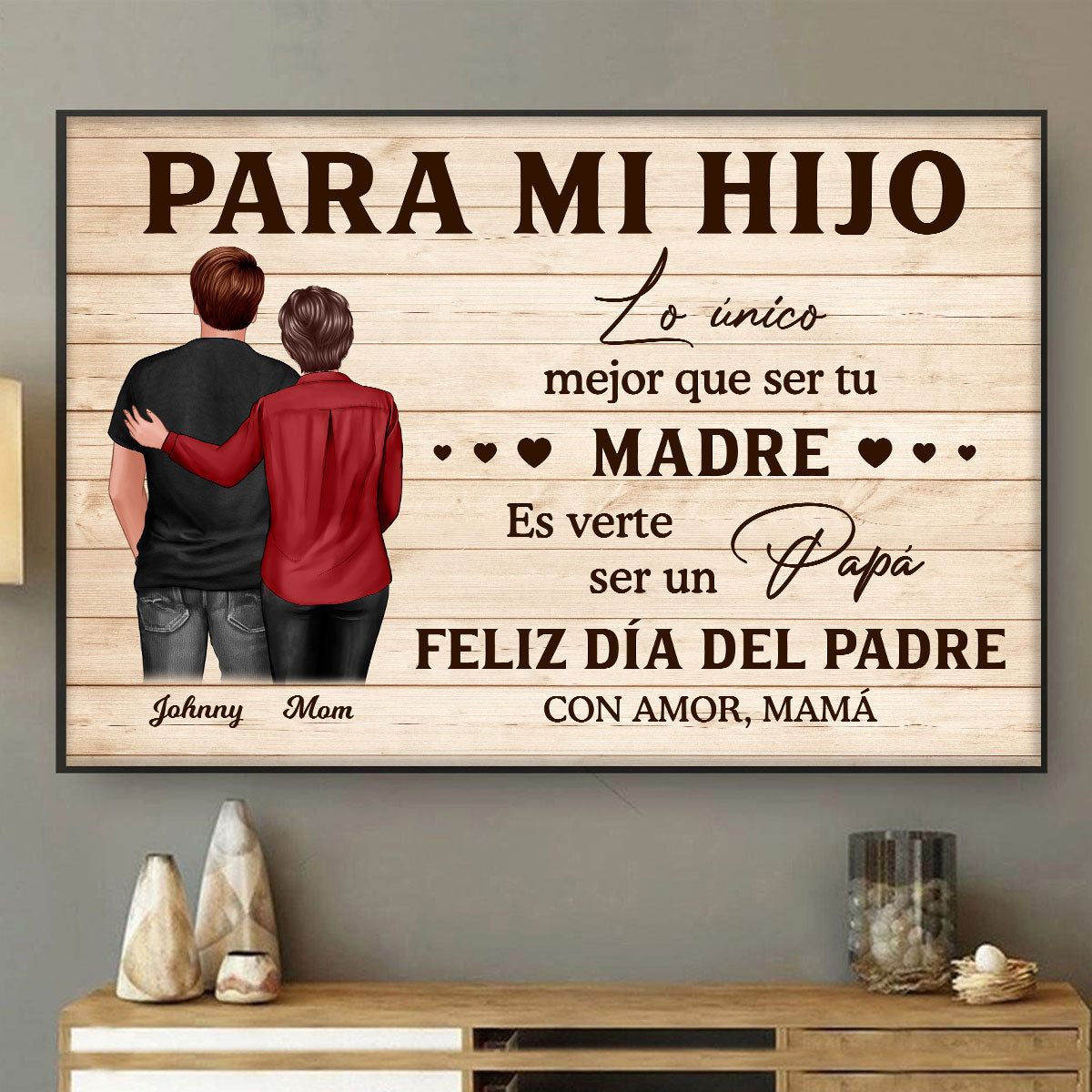 To My Son From Mom Happy Father's Day Spanish Personalized Poster, Gift For Son
