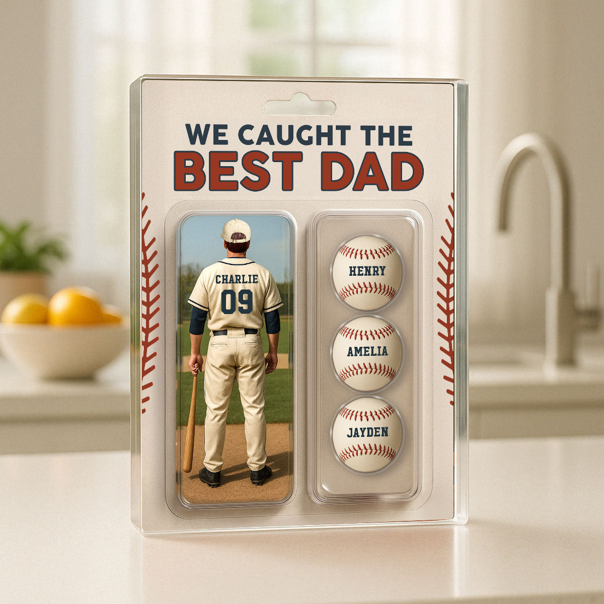 We Caught The Best Dad Grandpa Baseball Lover Realistic Figure Style Personalized Acrylic Block Plaque