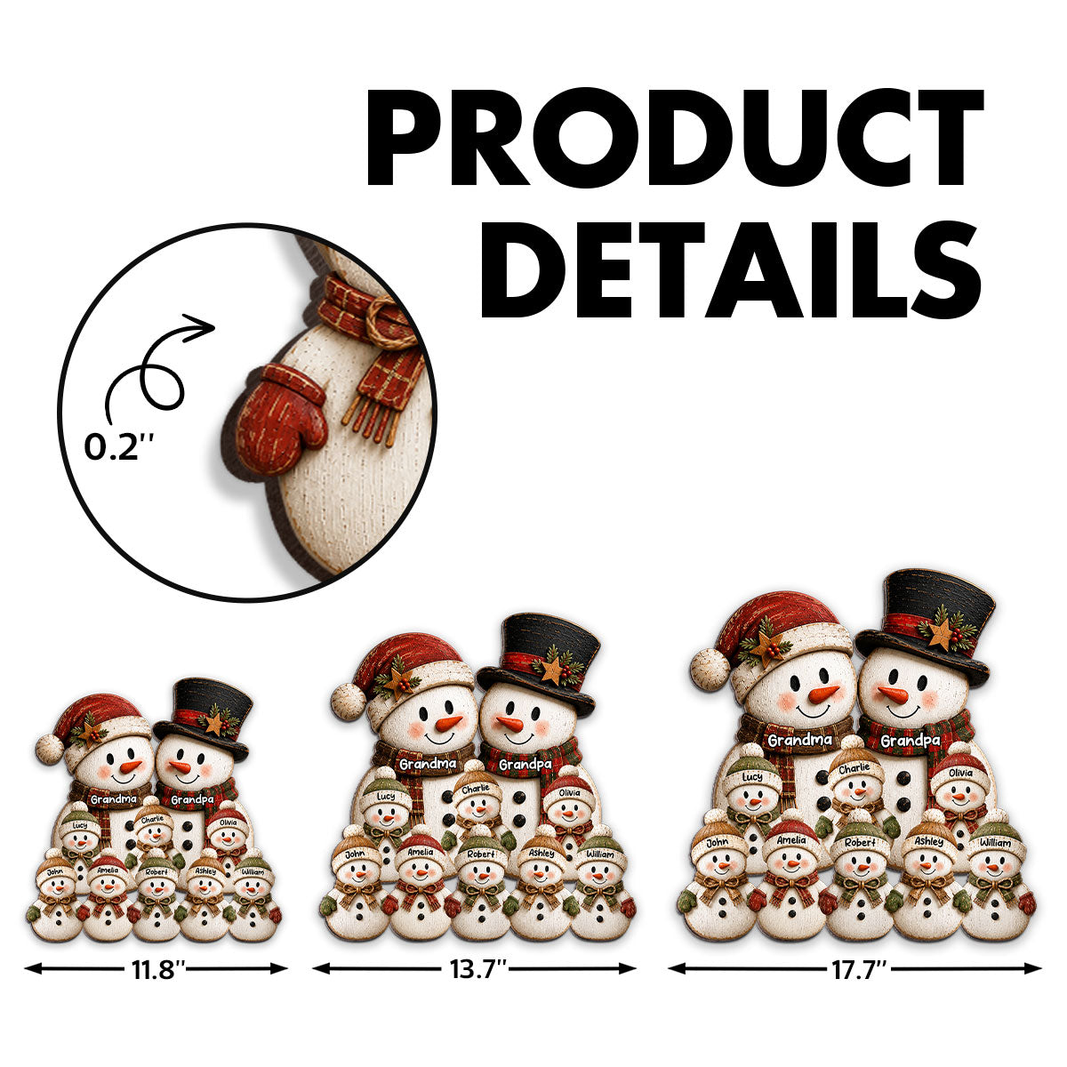 Rustic Grandpa Grandma Grandkids Snowman - Personalized Wood Sign - Christmas Decoration For Grandparents