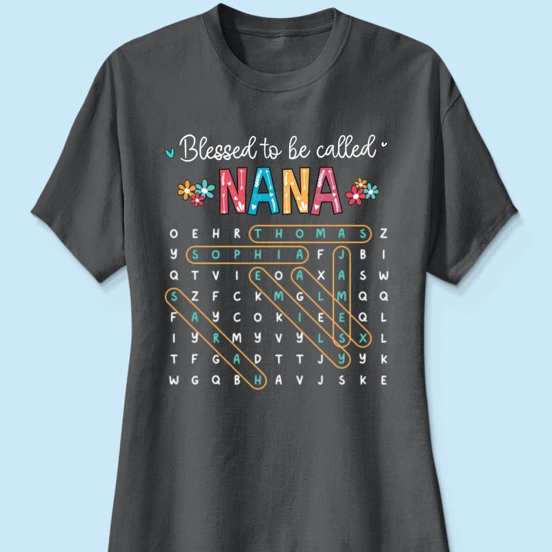 Blessed To Be Called Grandma Grandkids Name Word Search Puzzle - Personalized Shirt - Mother's Day Gift For Grandma Mom