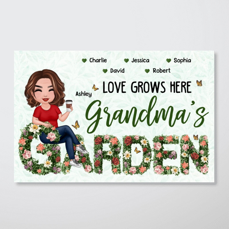 Grandma Sitting On Birth Month Flower Text Personalized Poster