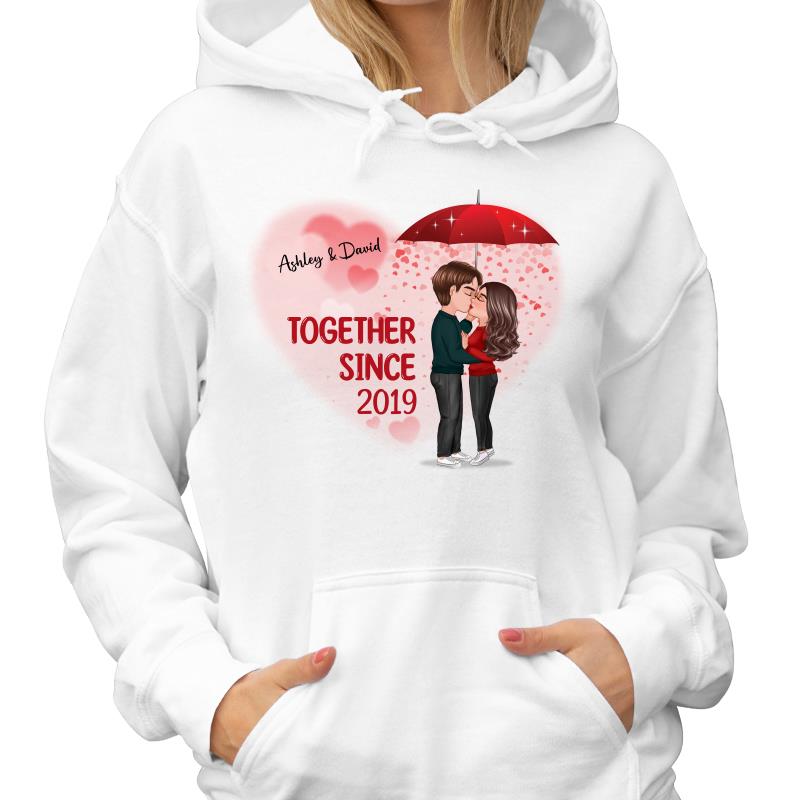 Couple Kissing Under Umbrella Valentine‘s Day Gift Personalized Shirt