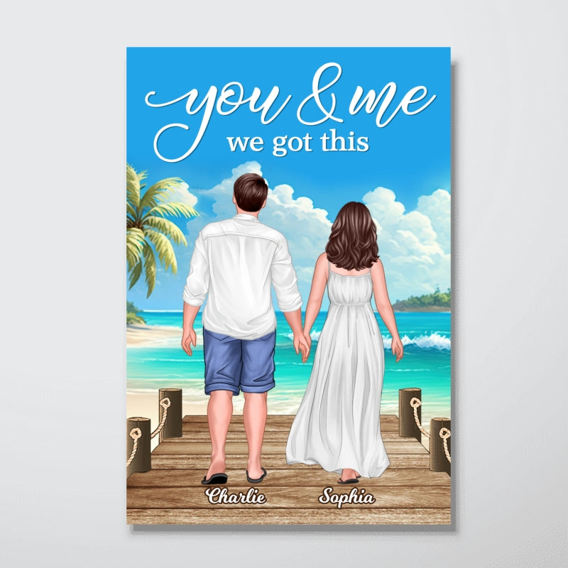 Couple Standing On The Bridge Beach Personalized Vertical Poster