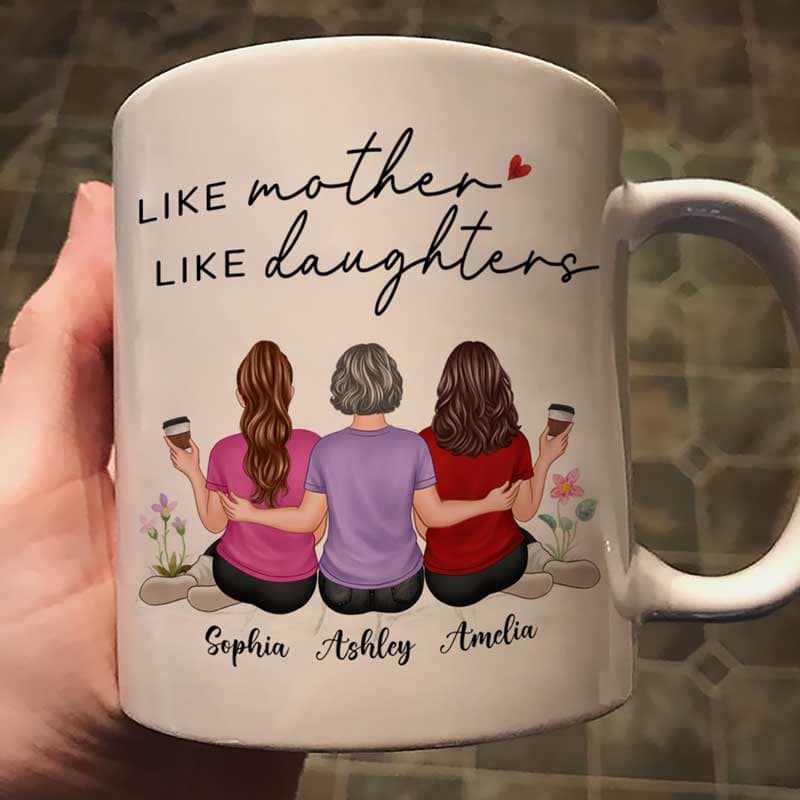 Embracing Mother Daughter Back View Personalized Mug