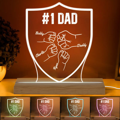 Dad Grandpa Fist Bump Personalized Custom Shaped Acrylic Plaque With LED Night Light