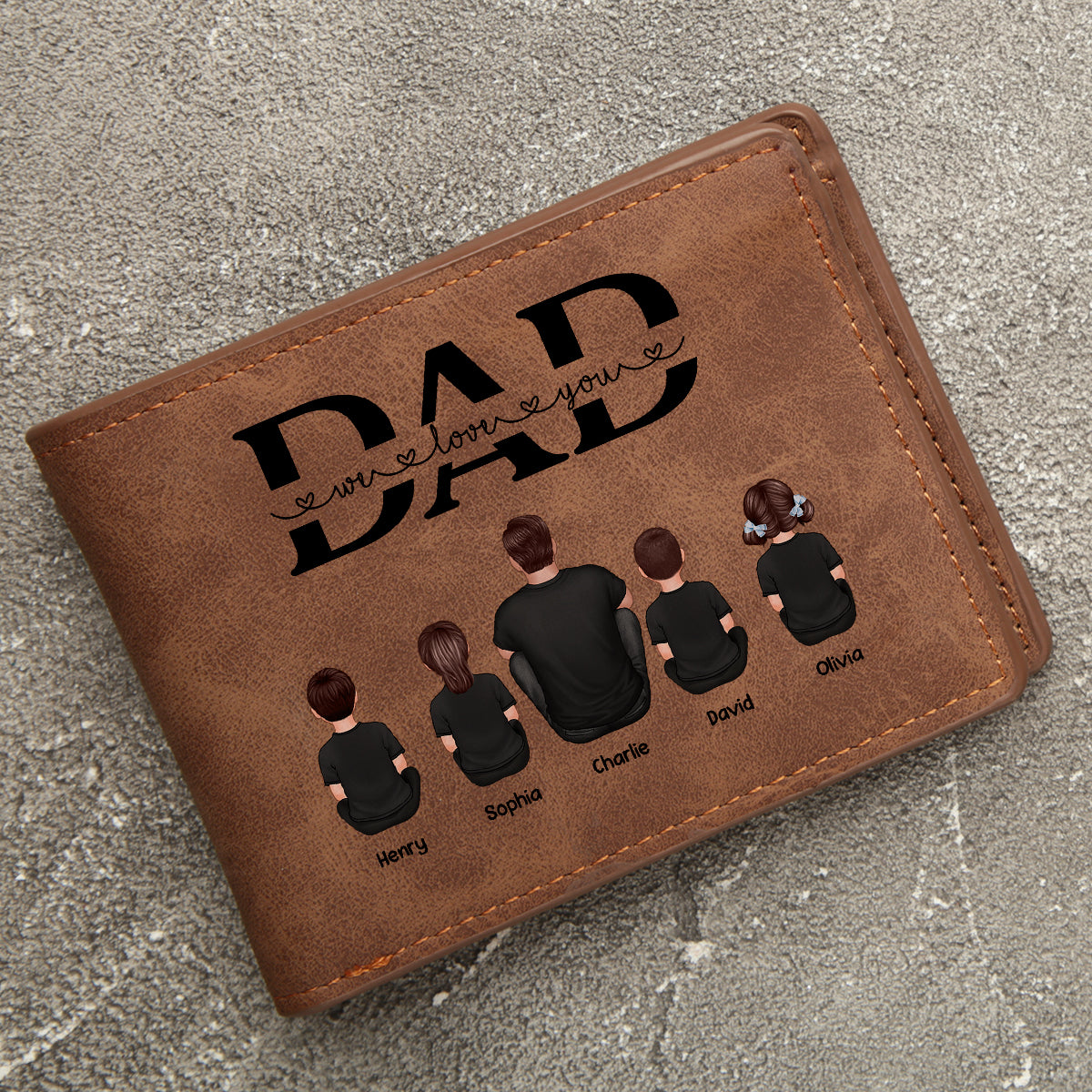 Dad We Love You Personalized Printed Leather Wallet, Gift For Husband, Dad