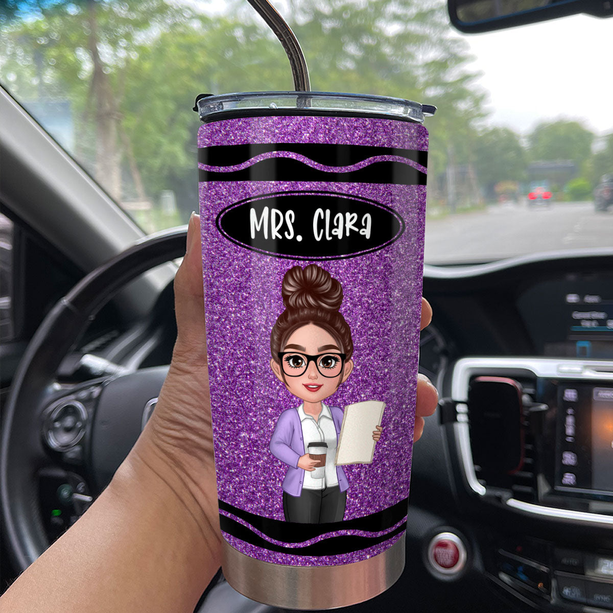 Teacher Crayon Personalized Tumbler| Back To School Gift For Teacher (Not Real Glitter)