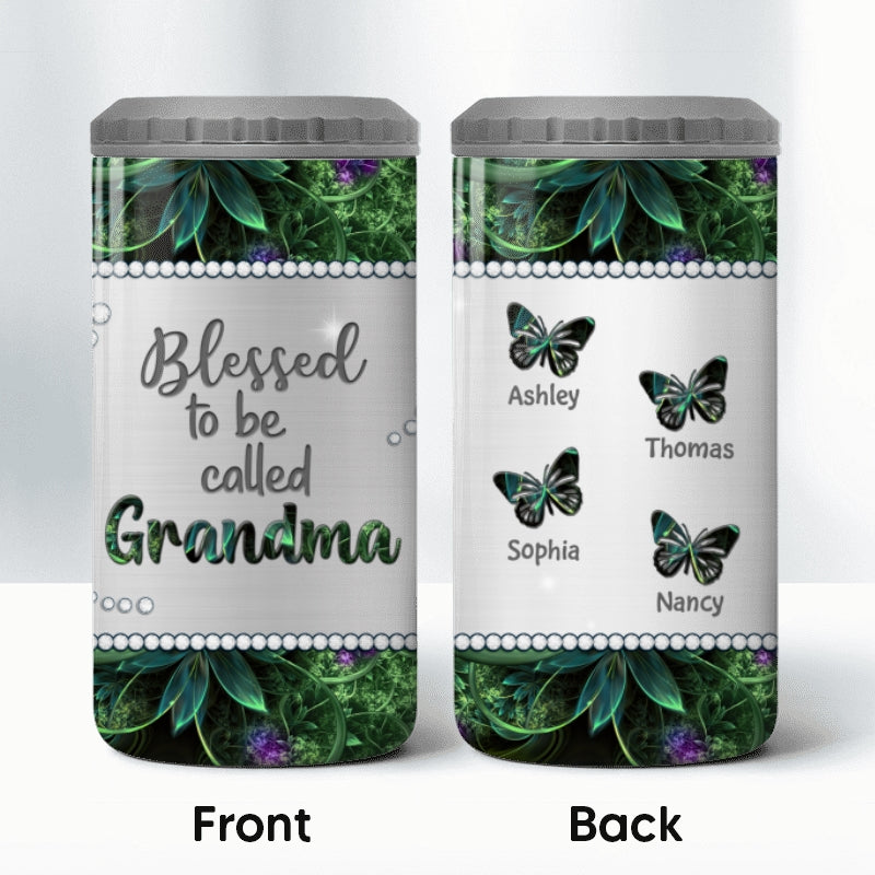 Mom Grandma Metal Butterflies Personalized 4 In 1 Can Cooler