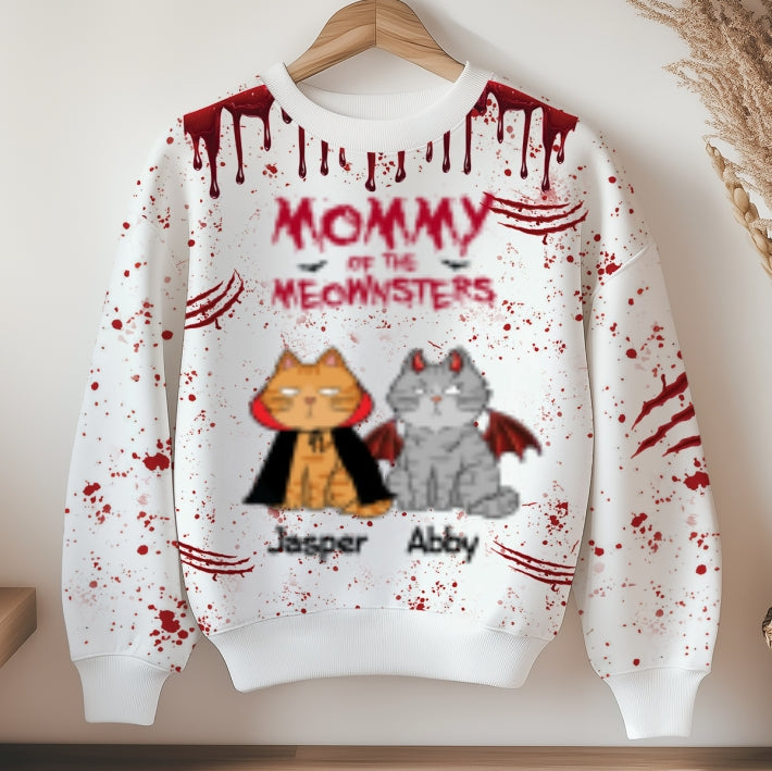Halloween Mommy Daddy Of The Monsters Cats Personalized 3D Sweatshirt