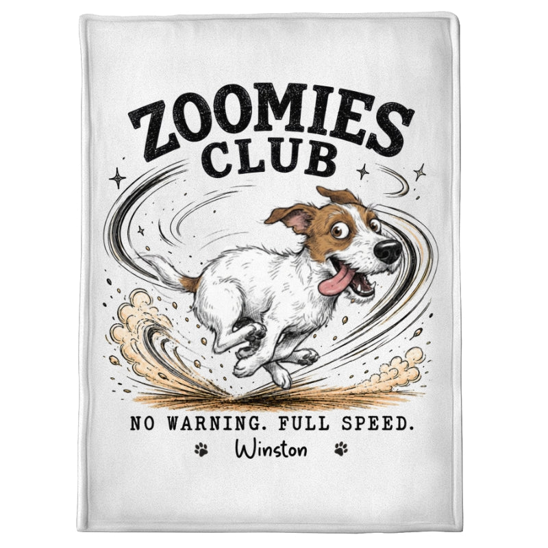 Zoomies Club Official Member Quirky Dog Portrait From Your Custom Pet Photo - Personalized Blanket - Funny Gift For Dog Cat Lover