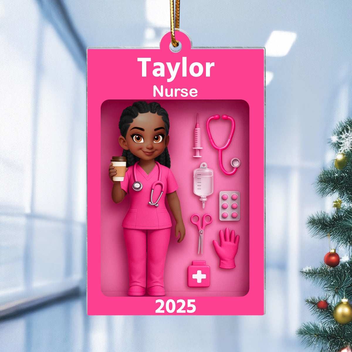 Personalized Nurse In Toy Box 3D Acrylic Ornament, Special Christmas Gift For Nurse, For Co-workers