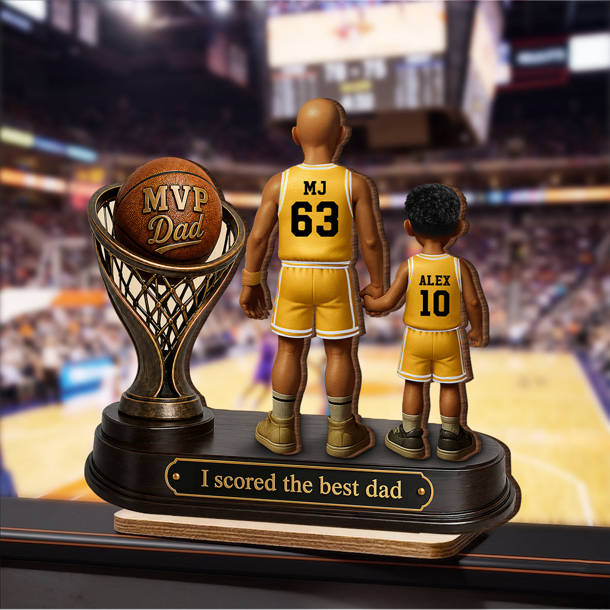 We Scored the Best Dad Basketball Trophy - Personalized 2-Layered Wooden Plaque - Father's Day Gift for Dad, Husband