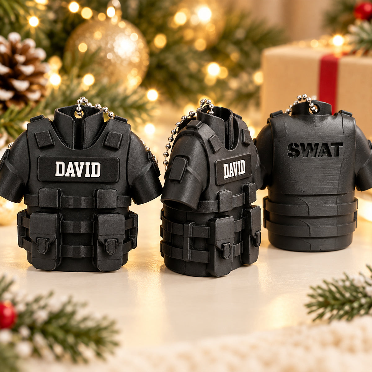 Custom Police Vest Uniform - Personalized 3D Figurine Ornament - Christmas Gift for Husband, Dad, Brother