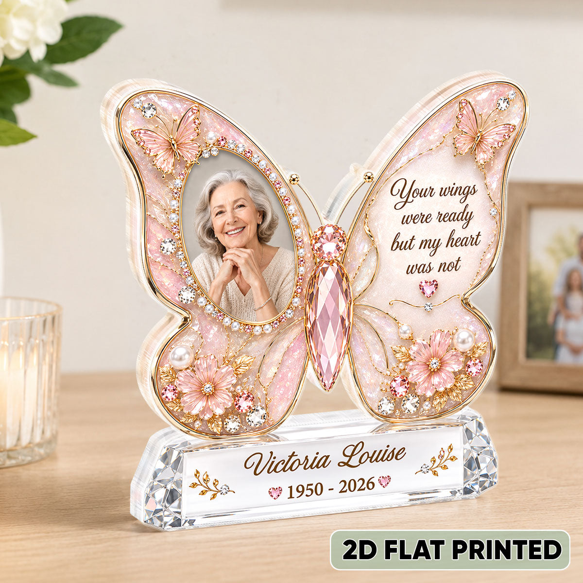 Memorial Butterfly Custom Photo - Personalized Acrylic Block Plaque - Heartfelt Sympathy Gift for Loved Ones