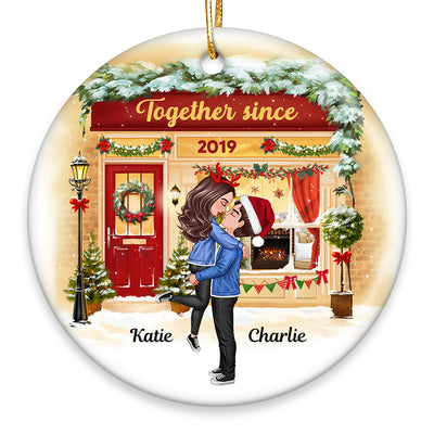 Winter Couple We Got This Personalized Christmas Circle Ornament