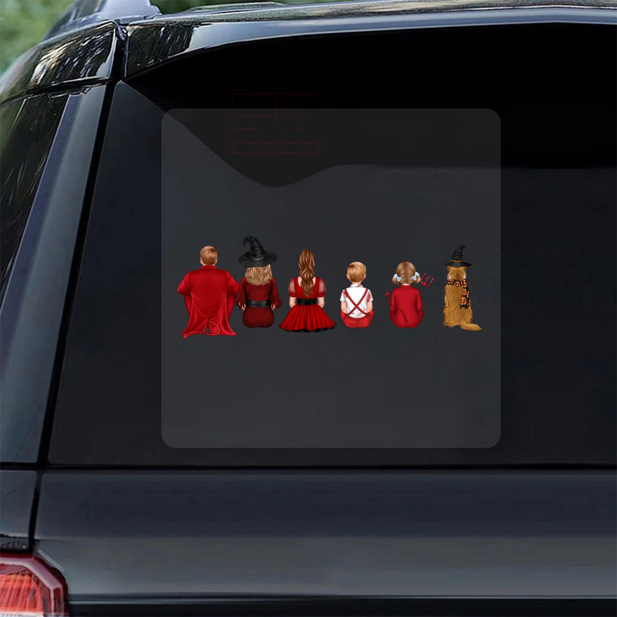 Halloween Back View Family Personalized Car Decal, Halloween Decor