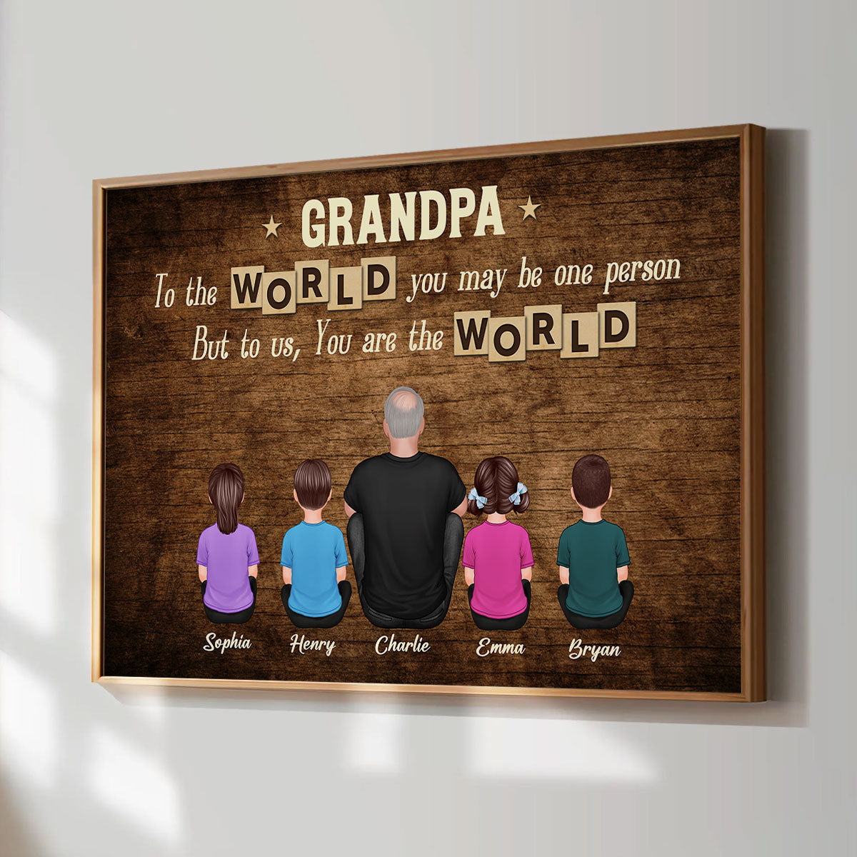 Grandpa To Us You Are The World Personalized Poster, Gift For Grandpa
