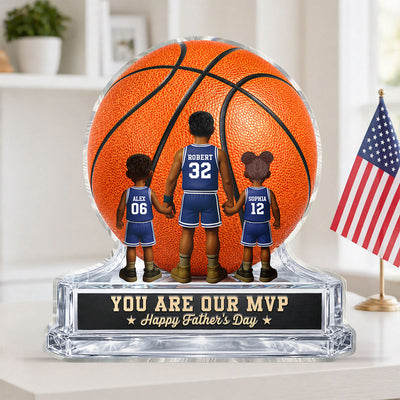 Basketball No 1 Dad Legend You Are Our MVP - Personalized Acrylic Block Plaque - Father's Day Gift For Dad, Husband, Basketball Fans