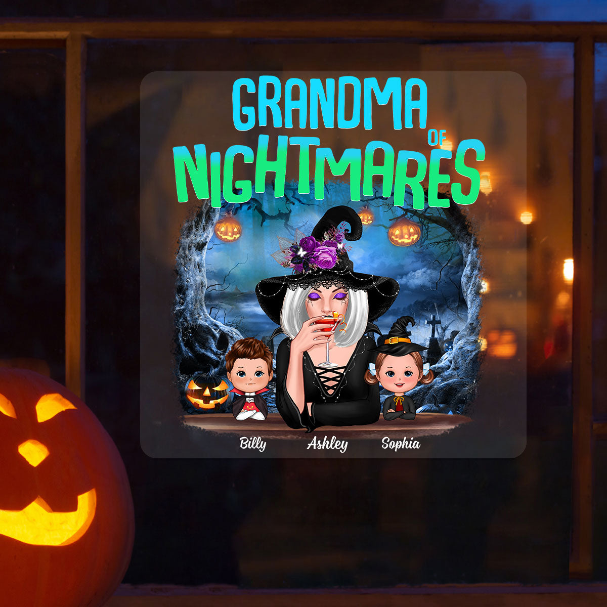 Mom Grandma Of Nightmare Personalized Decal, Halloween Decor