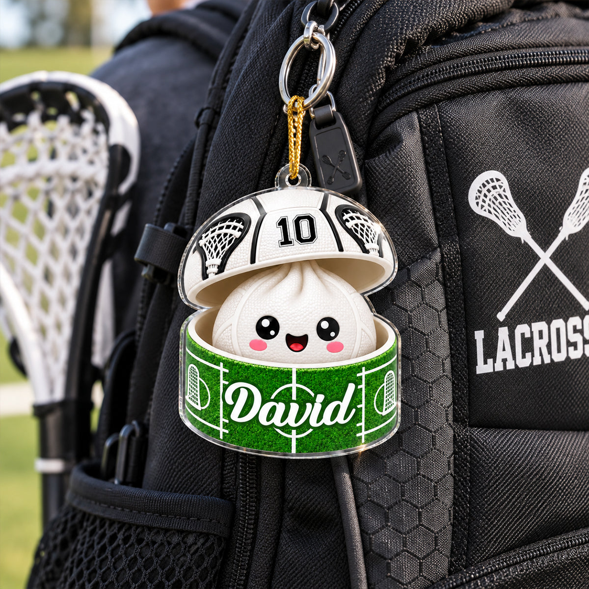 Custom Lacrosse Dumpling Squishy Style - Personalized Acrylic Ornament - Christmas Gift for Son, Daughter, Grandkids